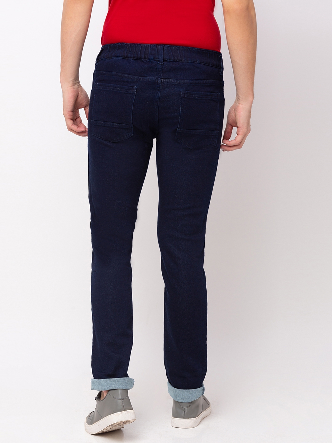 globus | Men's Blue Polycotton Striped Joggers Jeans 2