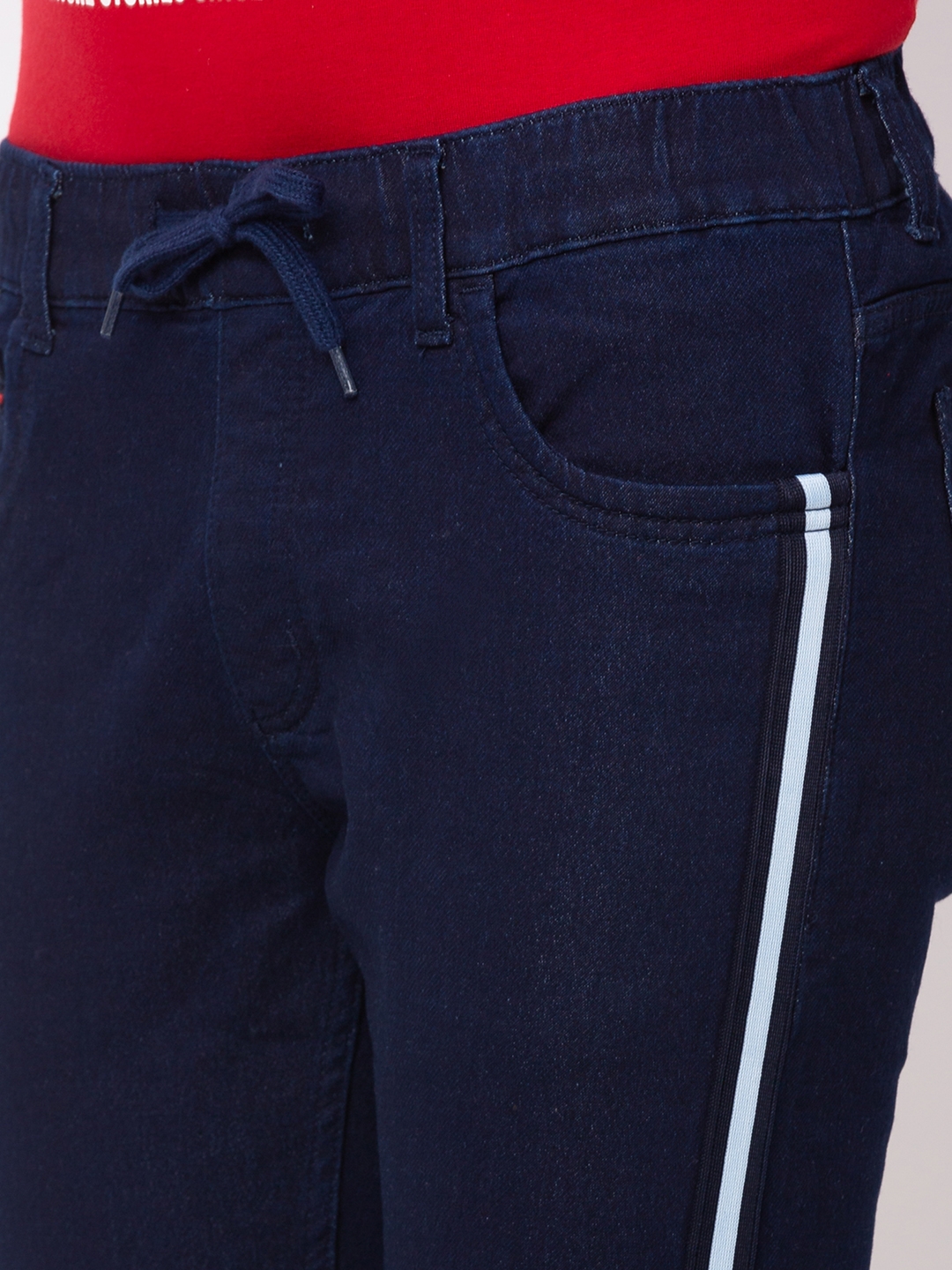 globus | Men's Blue Polycotton Striped Joggers Jeans 3