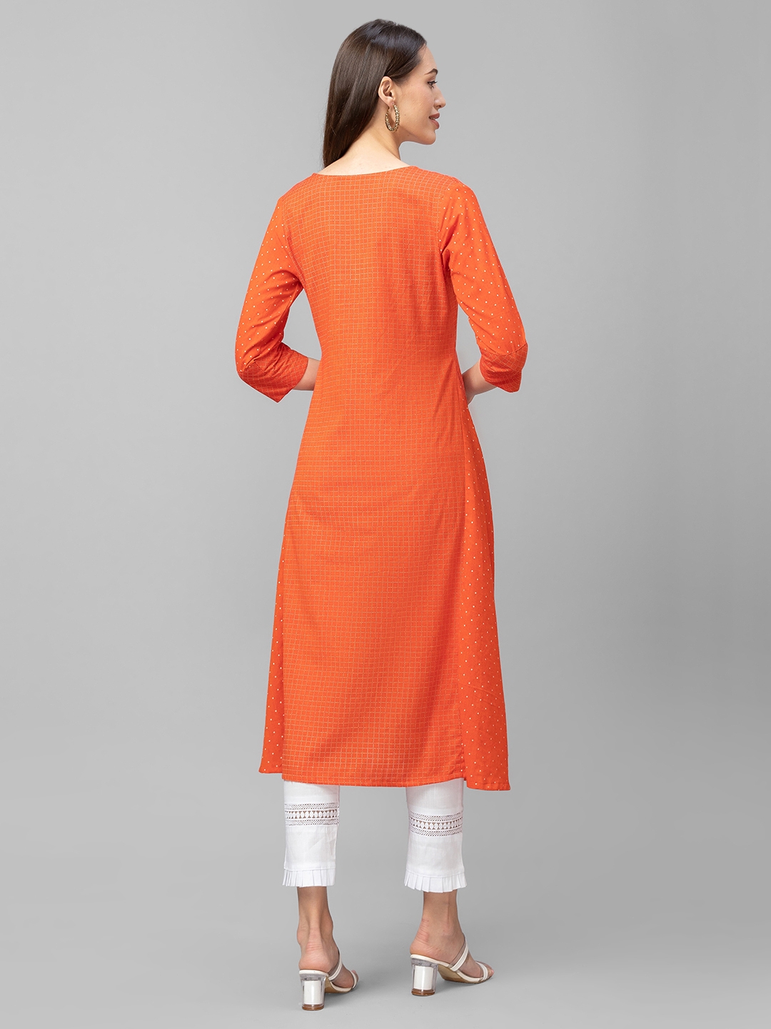 globus | Women's Orange Cotton Printed Kurtas 2