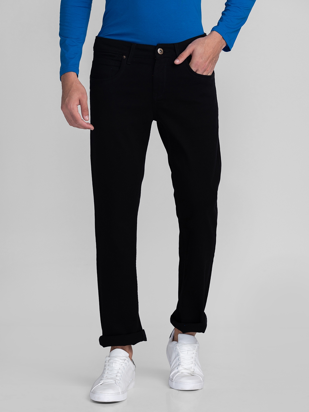 globus | Men's Black Cotton  Tapered Jeans 0