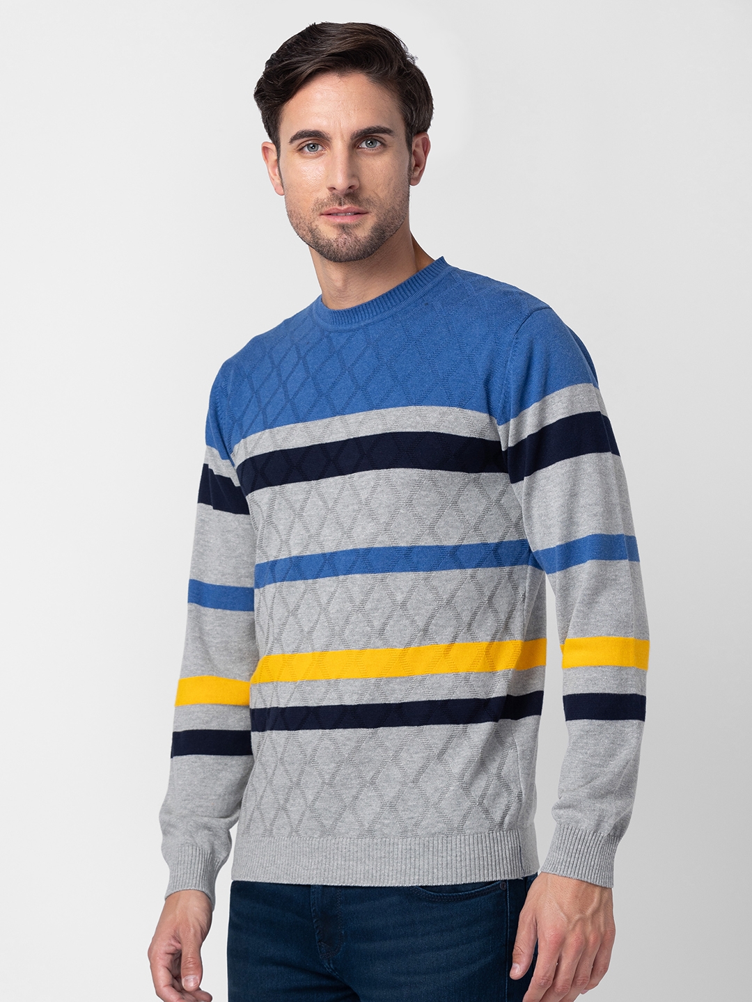 globus | Globus Men Royal Blue Striped Pullover Sweater 3