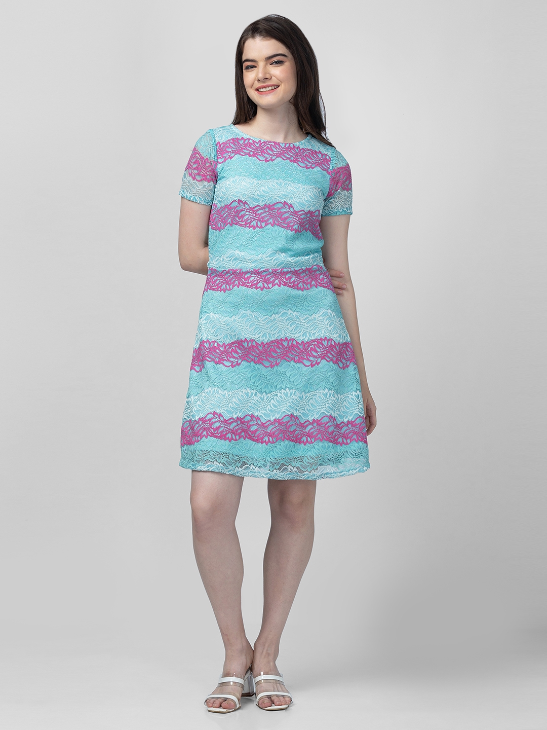 globus | Globus Women Multi Green Self Design A-Line Dress 2