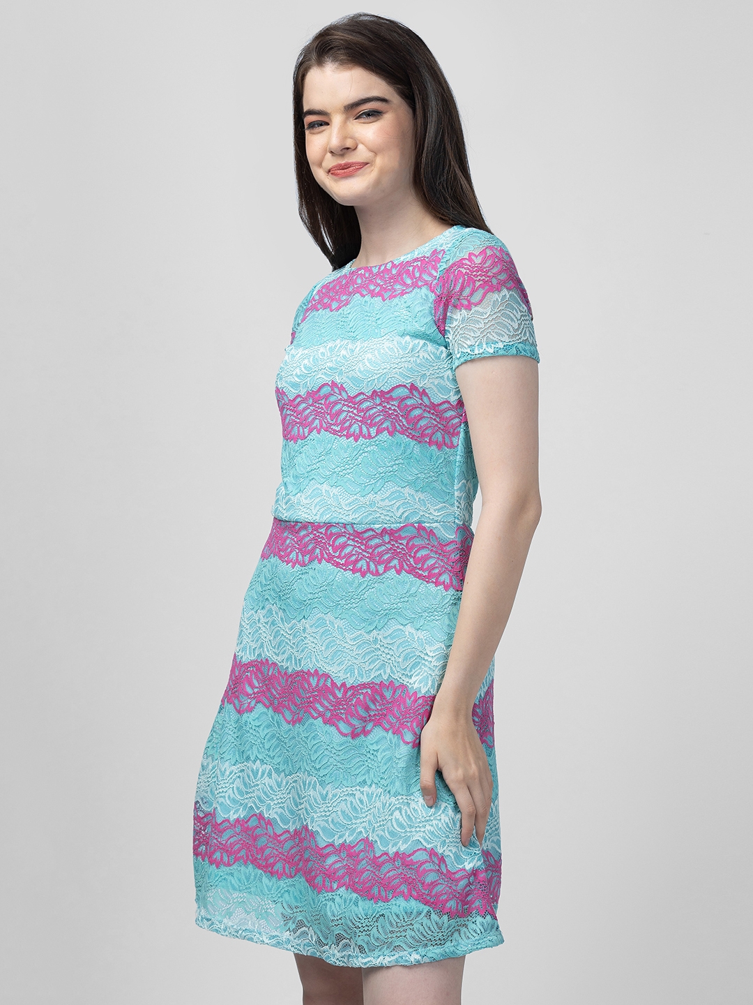 globus | Globus Women Multi Green Self Design A-Line Dress 3