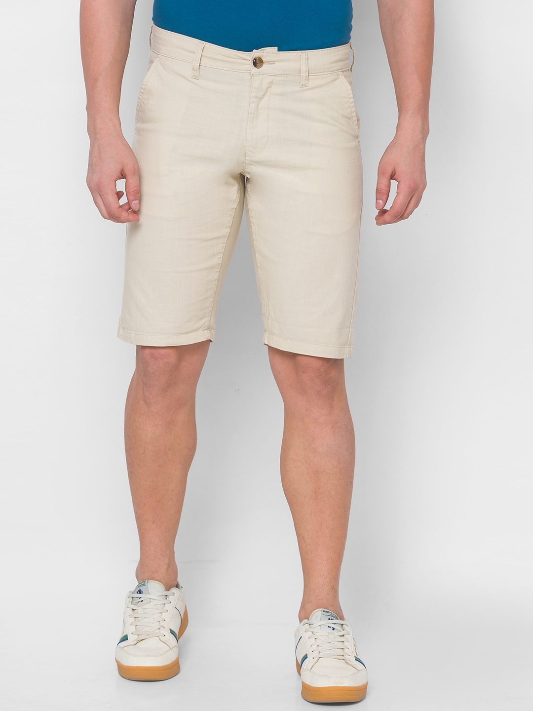 globus | Men's Beige Cotton Solid Shorts 0