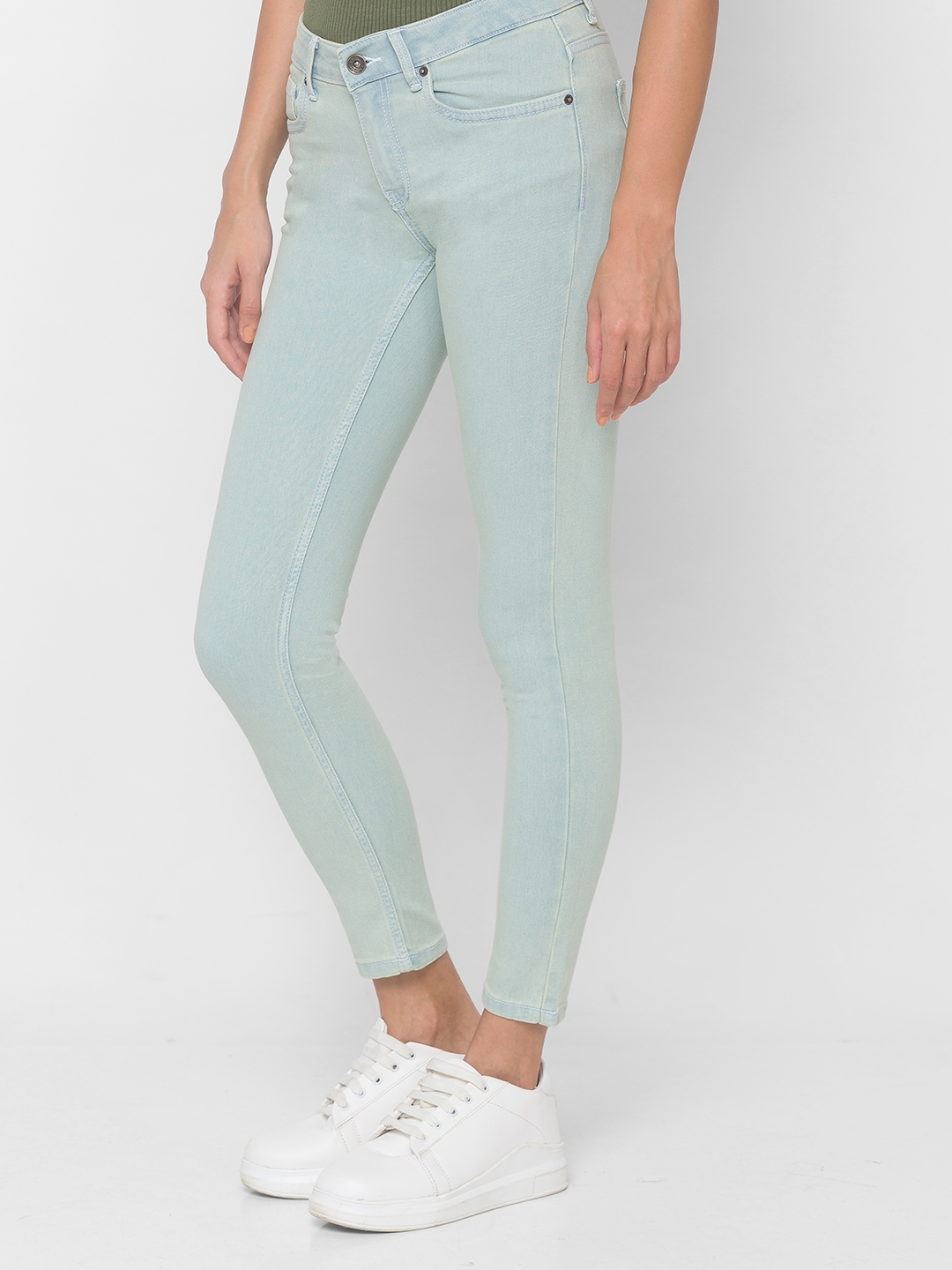 globus | Women's Blue Cotton Solid Skinny Jeans 3