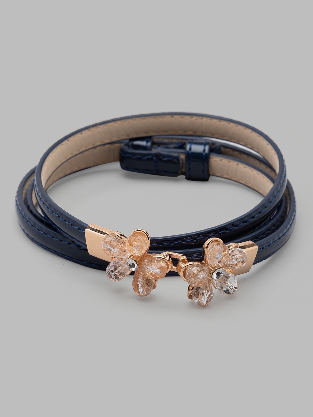 Globus Women Navy Embellished Slim Belt