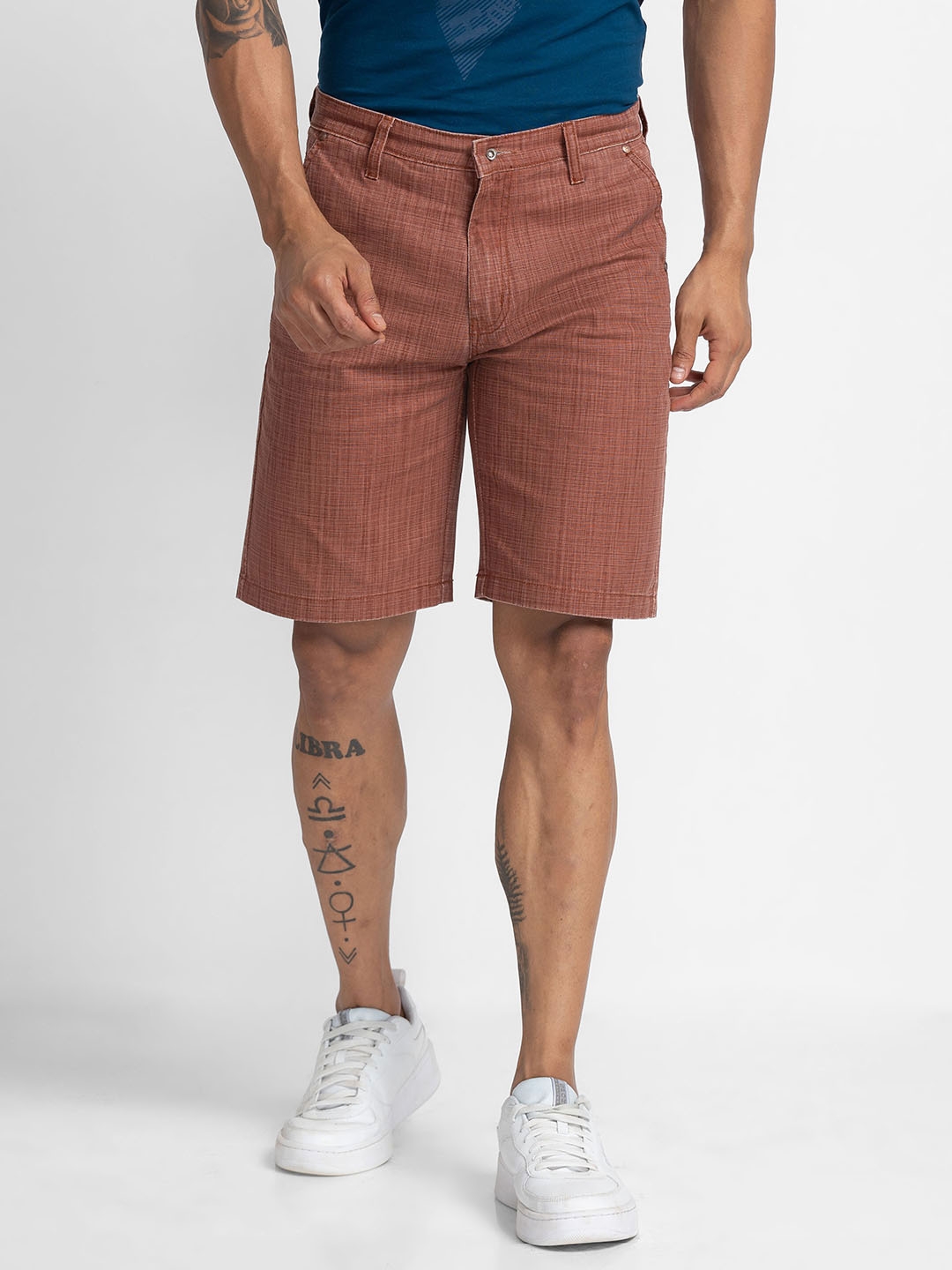 globus | Men's Brown Cotton Solid Shorts 0