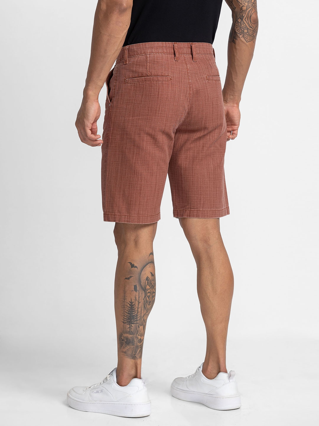 globus | Men's Brown Cotton Solid Shorts 2
