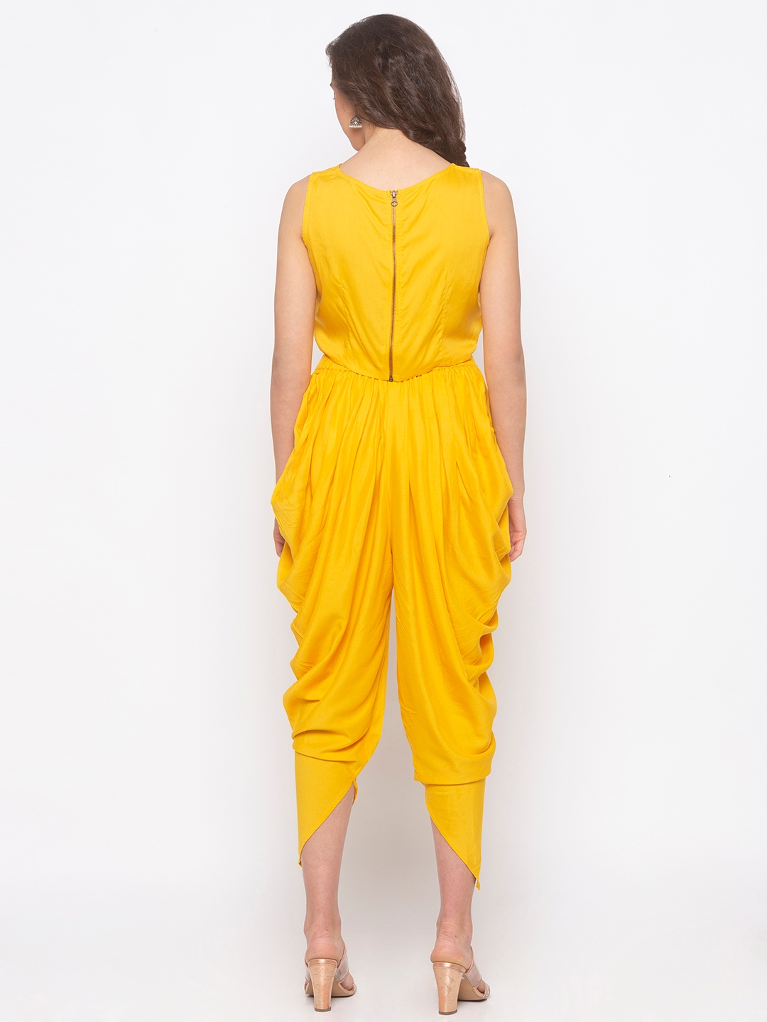 globus | Women's Yellow Rayon Solid Casual Pants 2