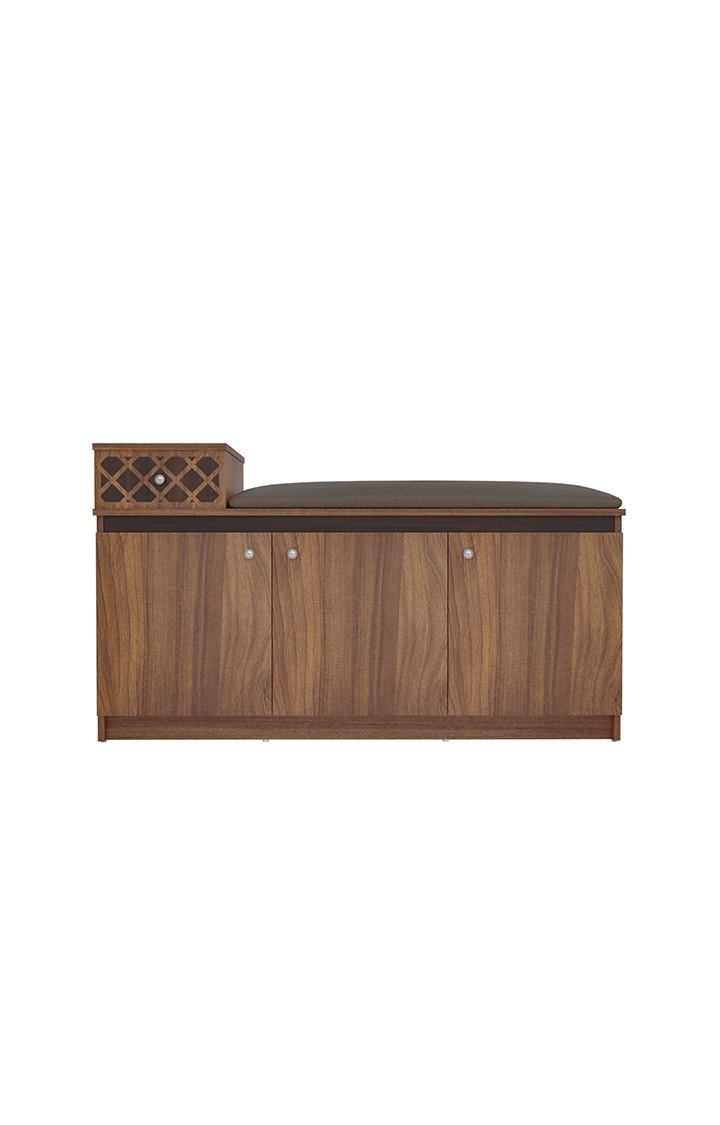 Merell 3 Door Shoerack with Cushion | Footwear Organizer - Leon Teak