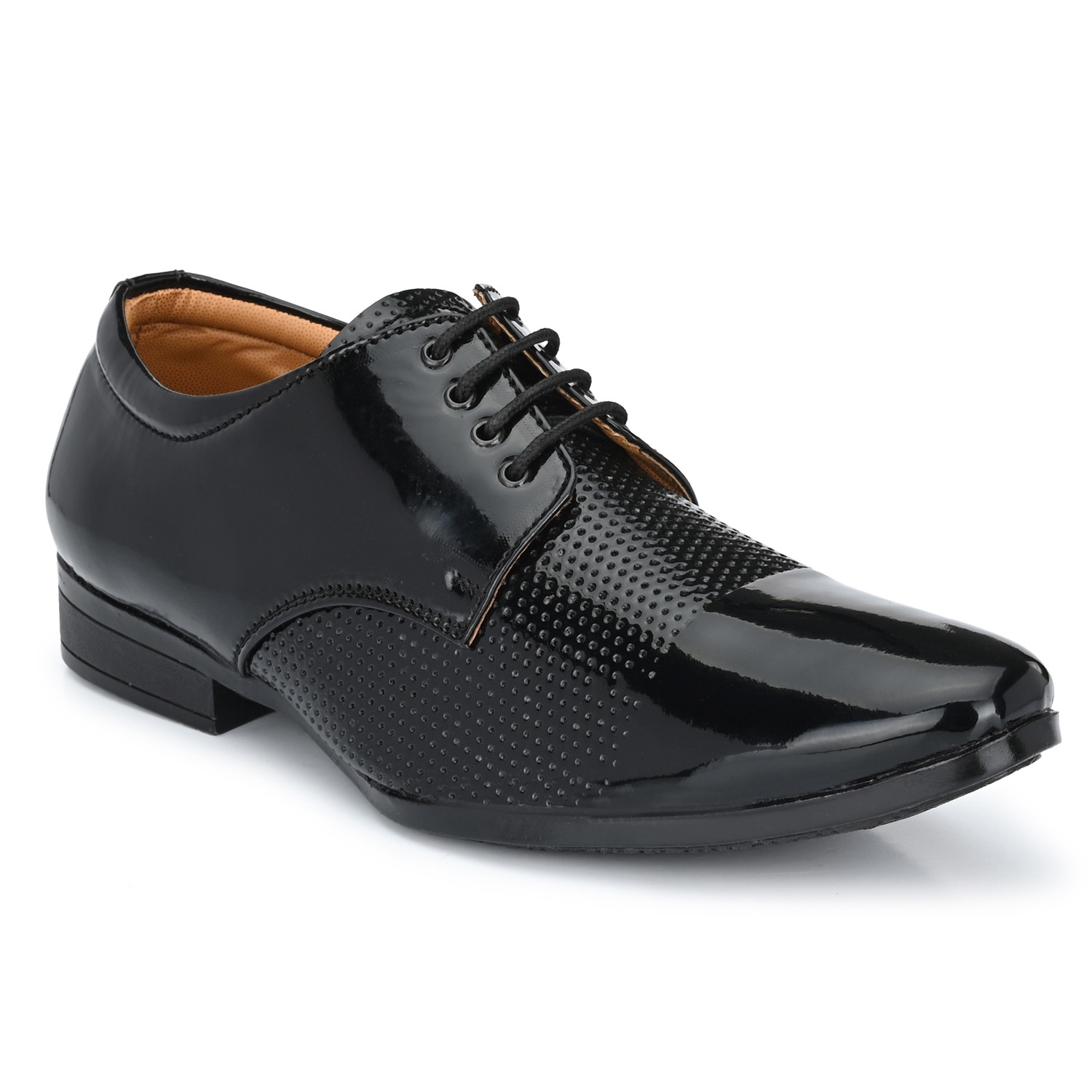 Godigo Black Soft Leather Airmix Lace-up Formal Shoes for Men