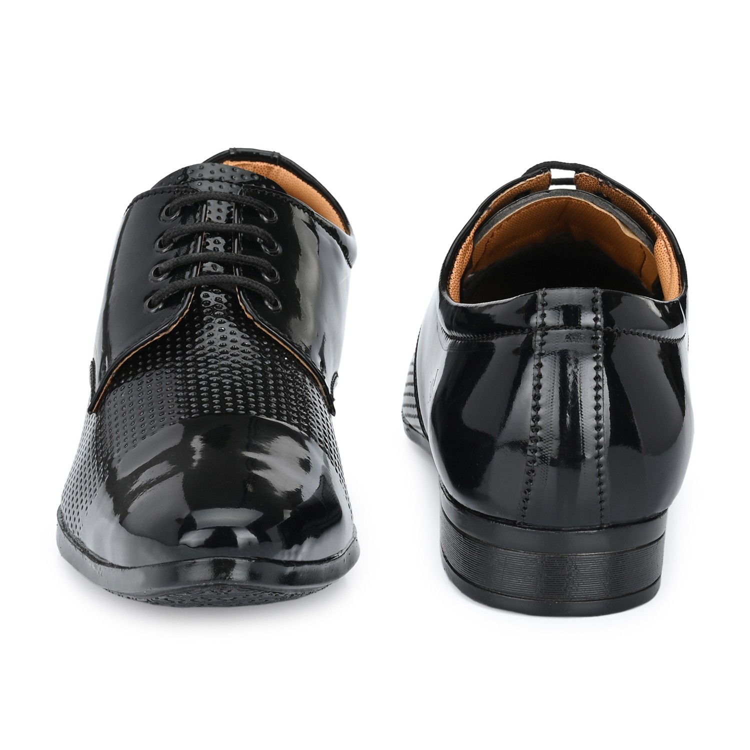 Godigo Black Soft Leather Airmix Lace-up Formal Shoes for Men