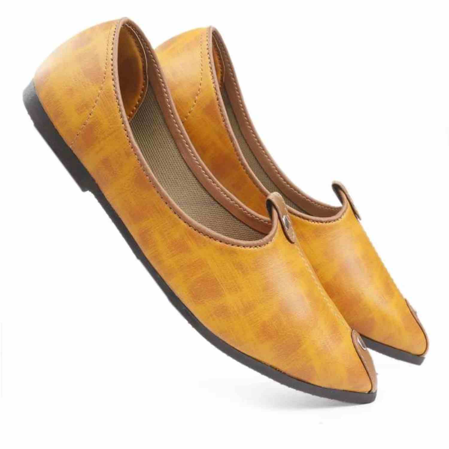 Godigo Tan Synthetic PVC Slip-on Nagra Jutti Shoes for Men