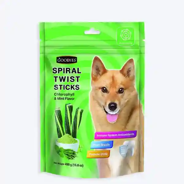Goodies Spiral Twist Sticks Dog Treats - Chlorophyll and Mint - 450 g