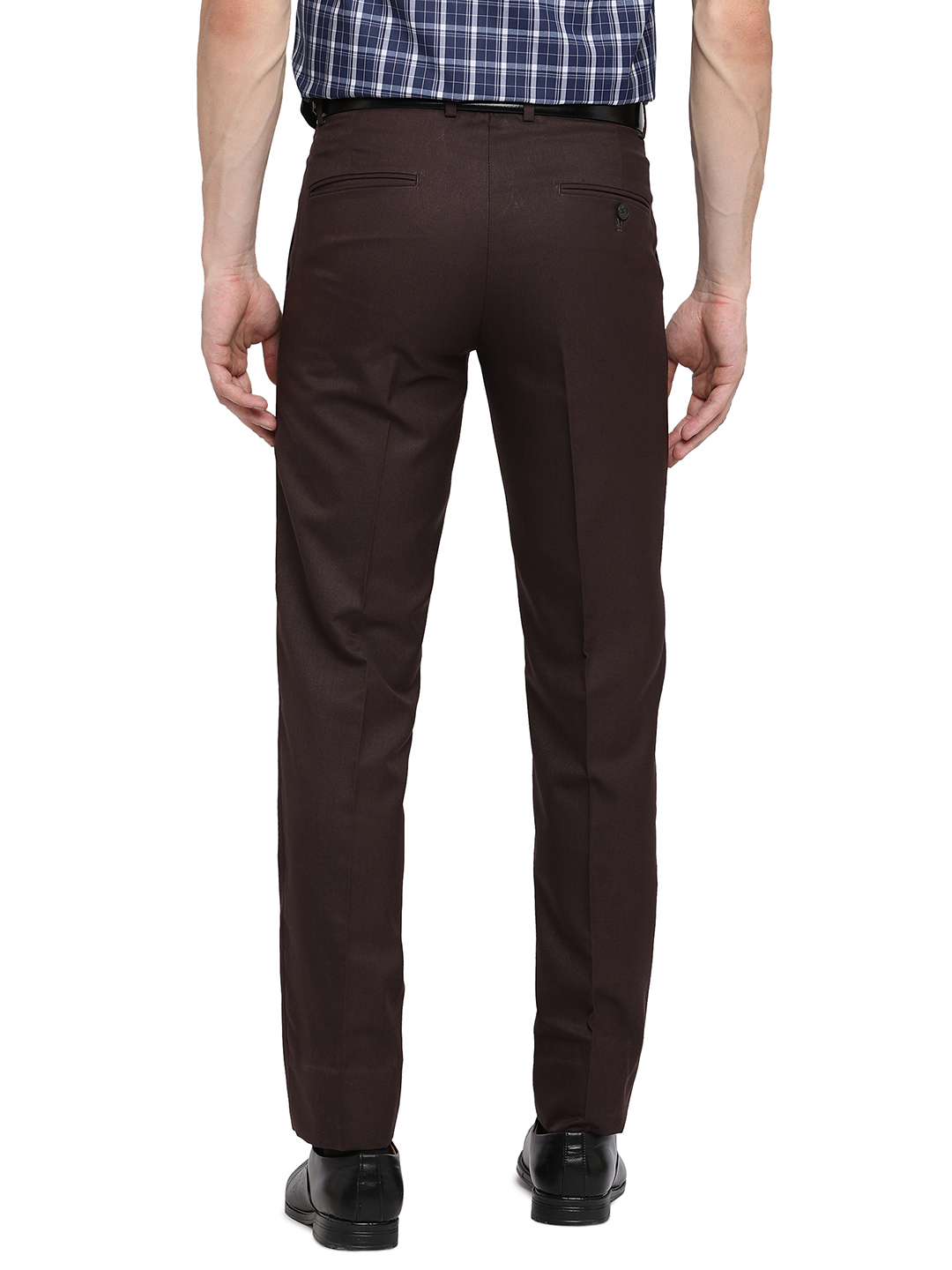 Dark Brown Solid Slim Fit Formal Trouser | Greenfibre