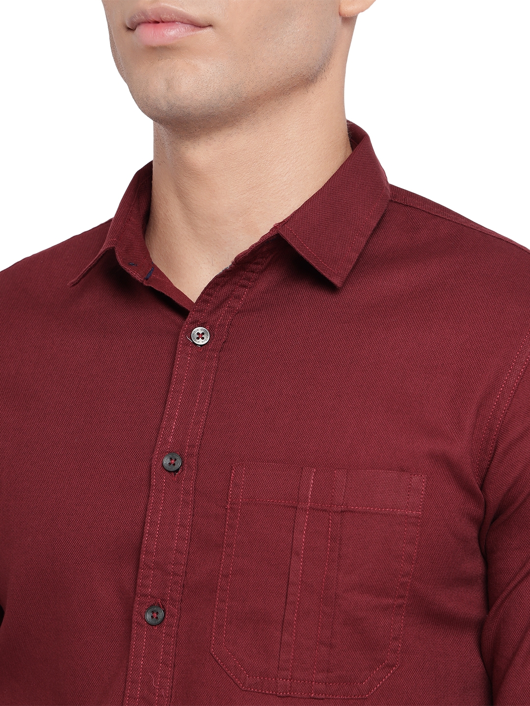 Greenfibre | Maroon Solid Slim Fit Semi Casual Shirt | Greenfibre 4