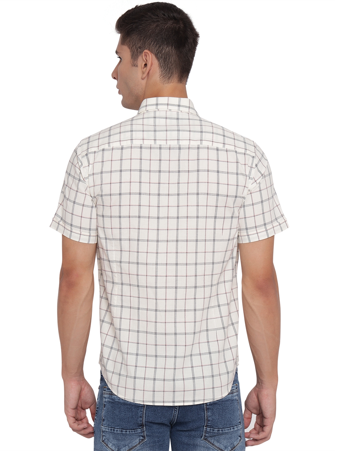 Greenfibre | White Checked Slim Fit Casual Shirt | Greenfibre 2