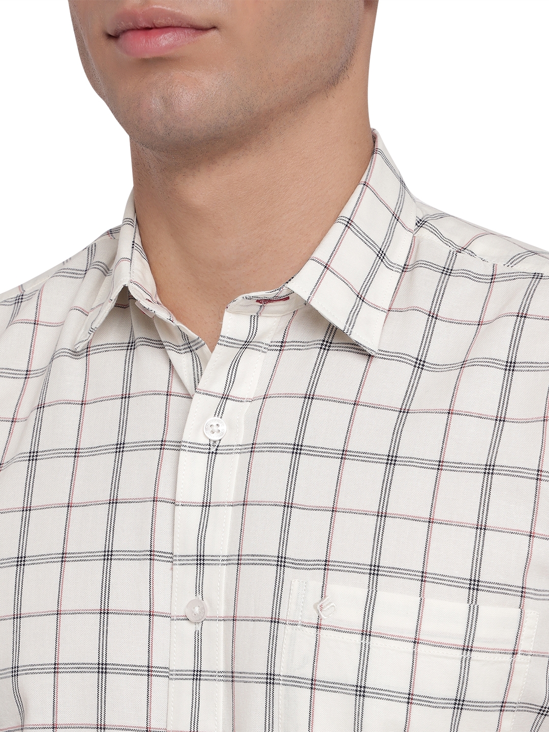 Greenfibre | White Checked Slim Fit Casual Shirt | Greenfibre 4