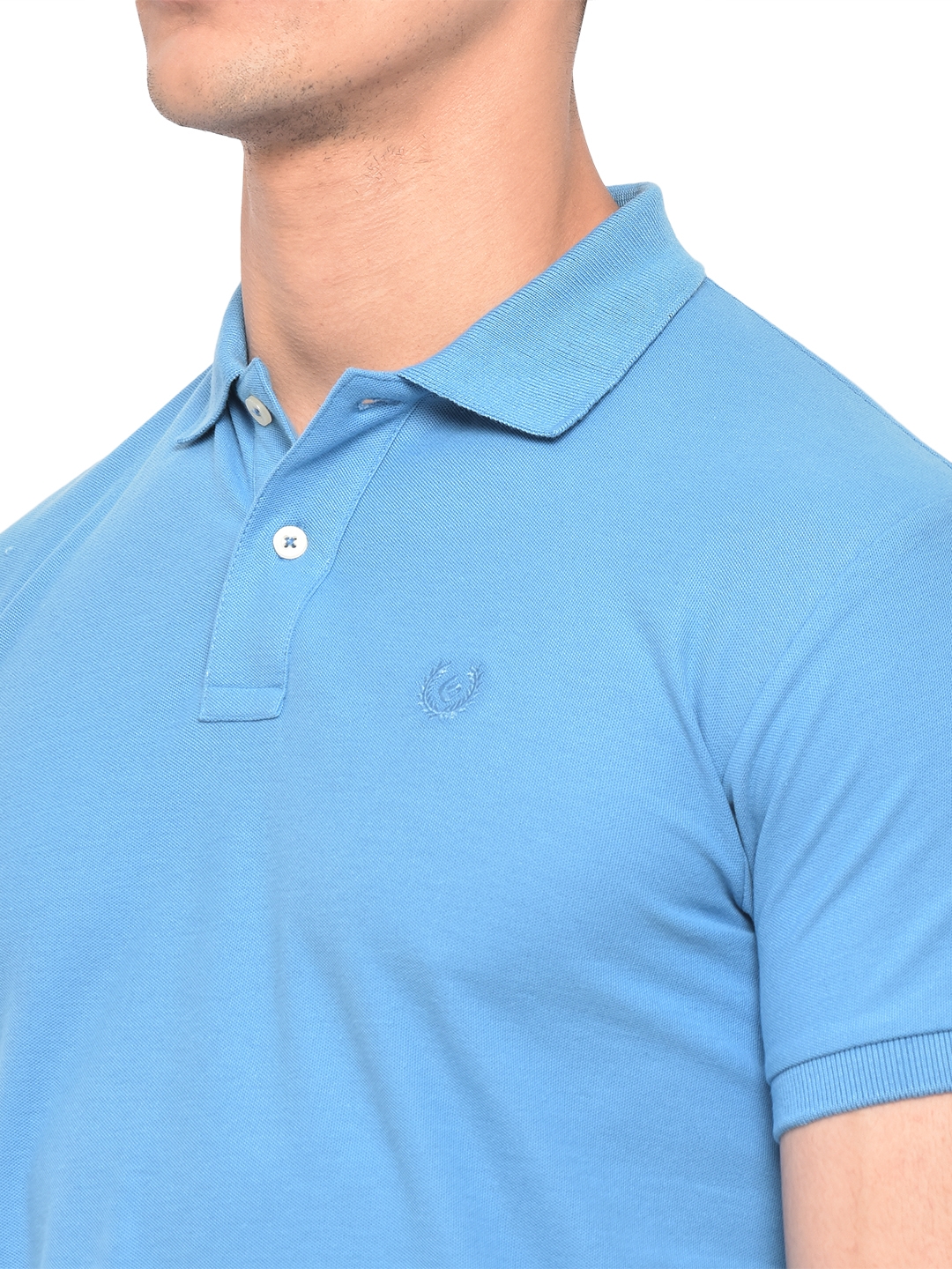 Sky Blue Solid Slim Fit Polo T-Shirt | Greenfibre