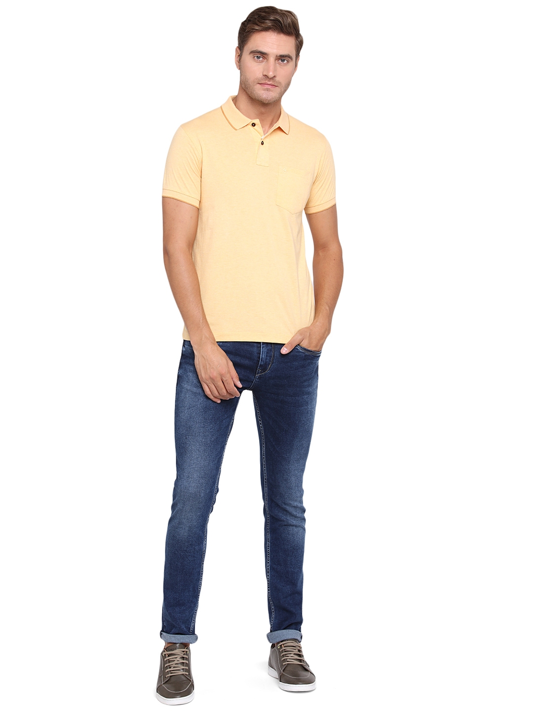 Greenfibre | Light Yellow Solid Slim Fit Polo T-Shirt | Greenfibre 2