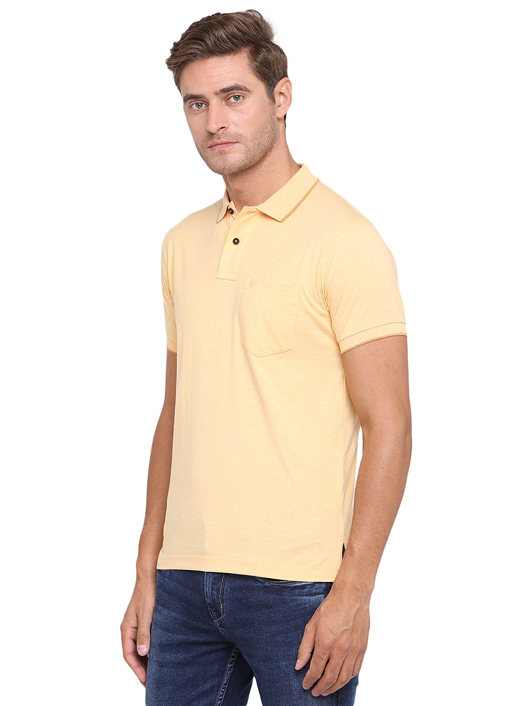 Greenfibre | Light Yellow Solid Slim Fit Polo T-Shirt | Greenfibre 1