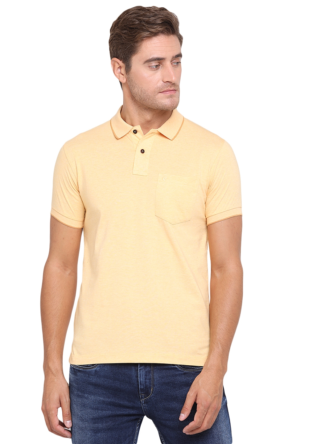 Greenfibre | Light Yellow Solid Slim Fit Polo T-Shirt | Greenfibre 0