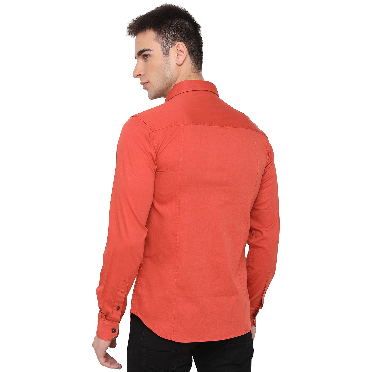Greenfibre | Spicy Orange Solid Slim Fit Casual Shirt | Greenfibre 1