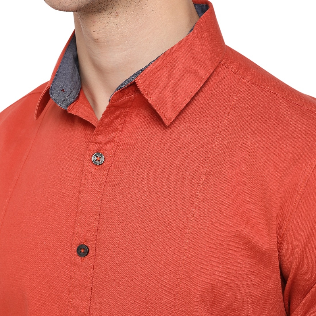 Greenfibre | Spicy Orange Solid Slim Fit Casual Shirt | Greenfibre 4