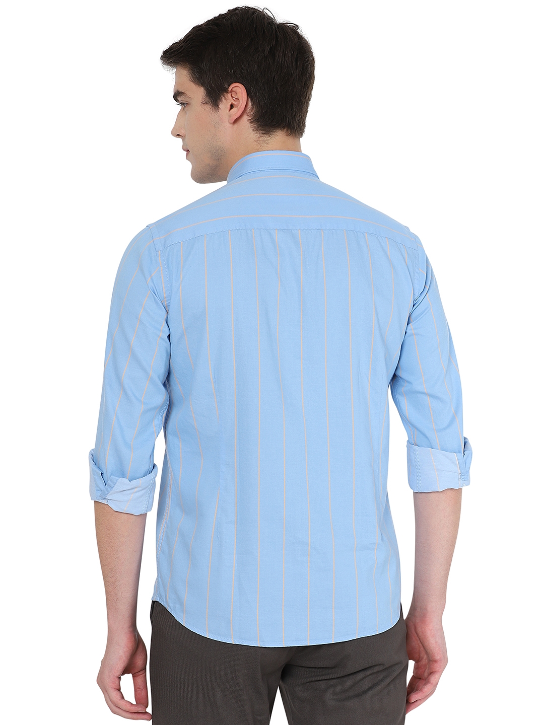 Greenfibre | Light Blue Striped Slim Fit Casual Shirt | Greenfibre 2