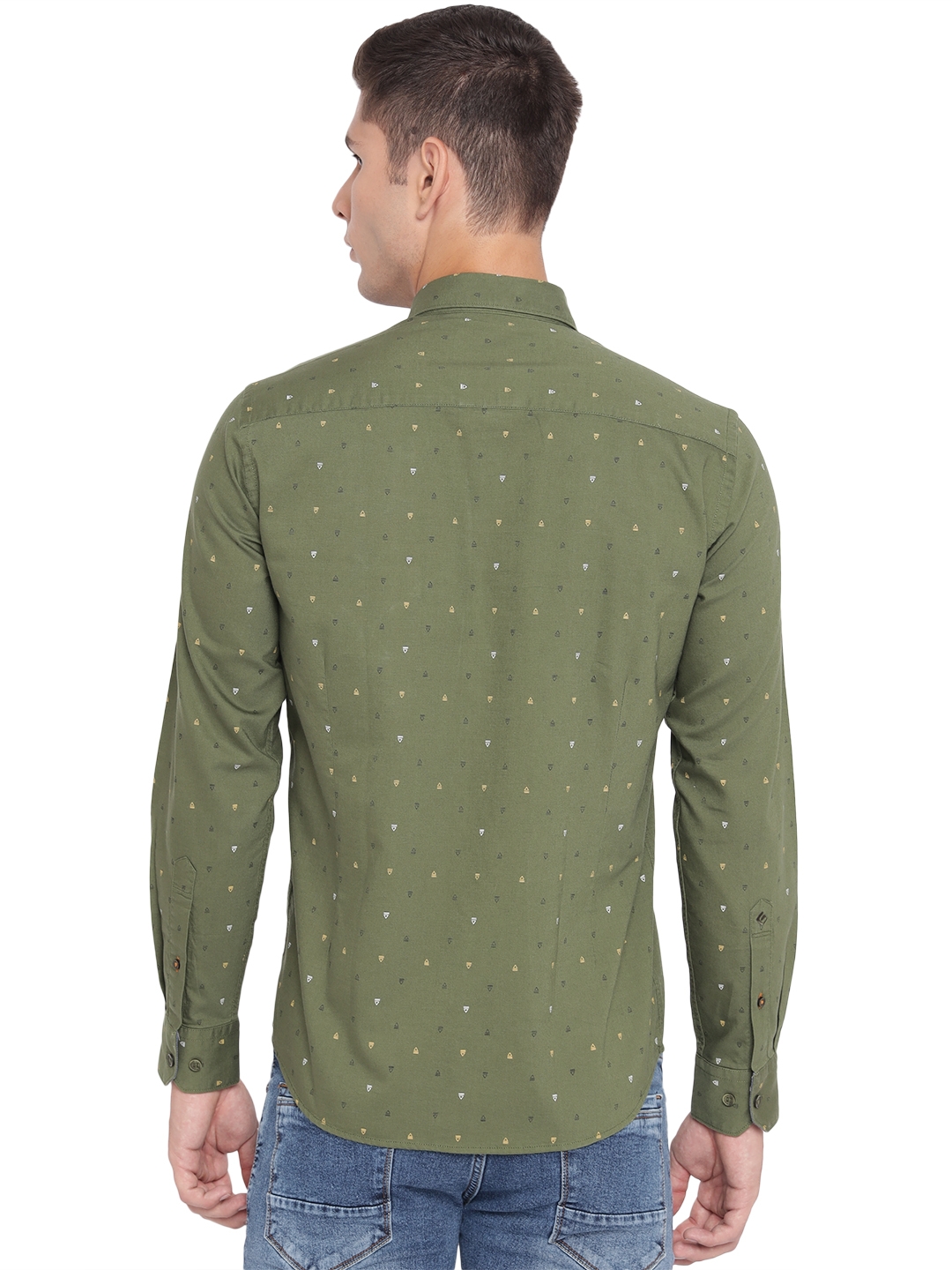 Greenfibre | Chive Green Printed Slim Fit Casual Shirt | Greenfibre 2