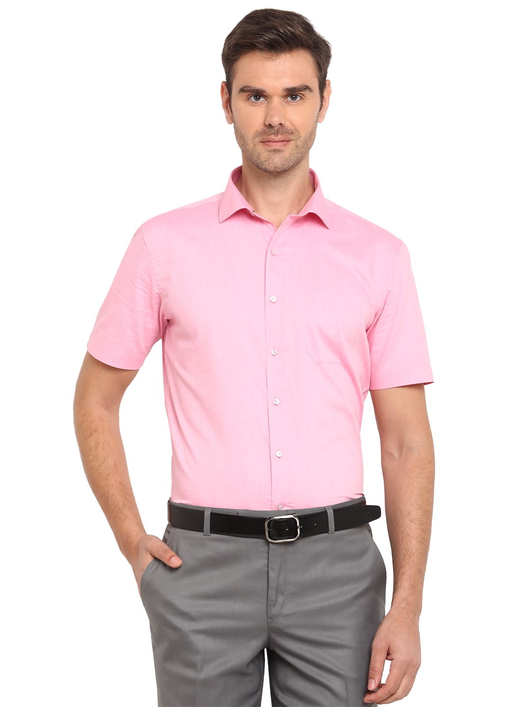 Greenfibre | Pink Solid Regular Fit Formal Shirt | Greenfibre 0