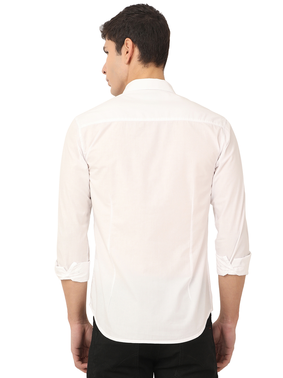 Greenfibre | Bright White Solid Slim Fit Semi Casual Shirt | Greenfibre 2