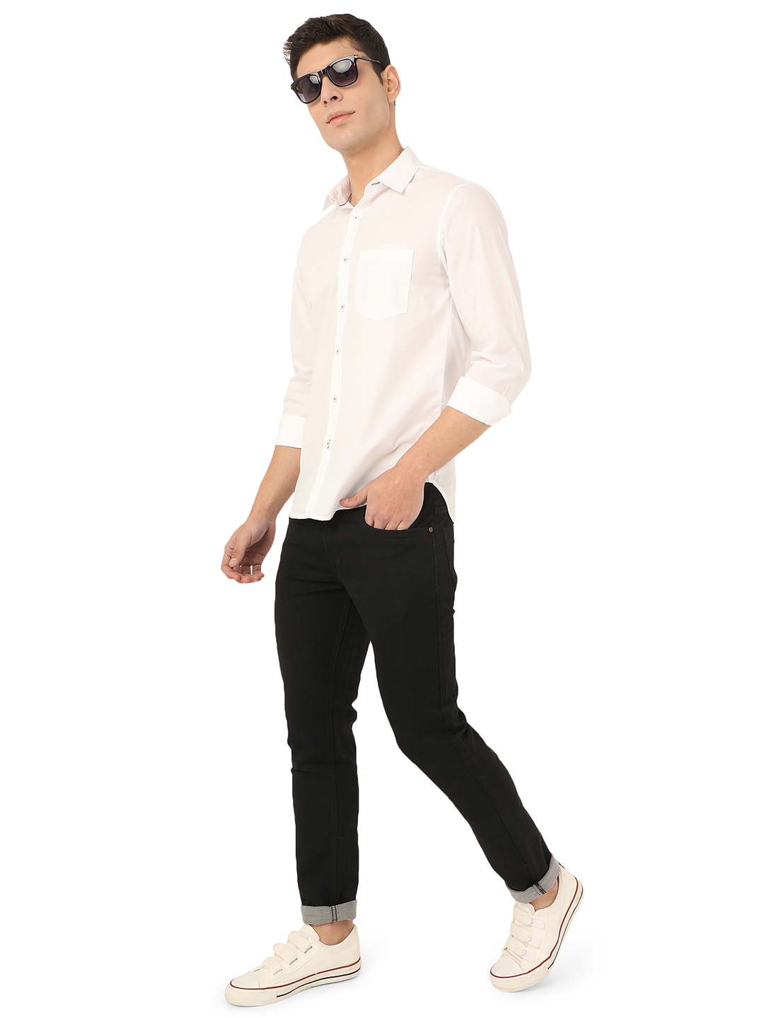 Greenfibre | Bright White Solid Slim Fit Semi Casual Shirt | Greenfibre 3