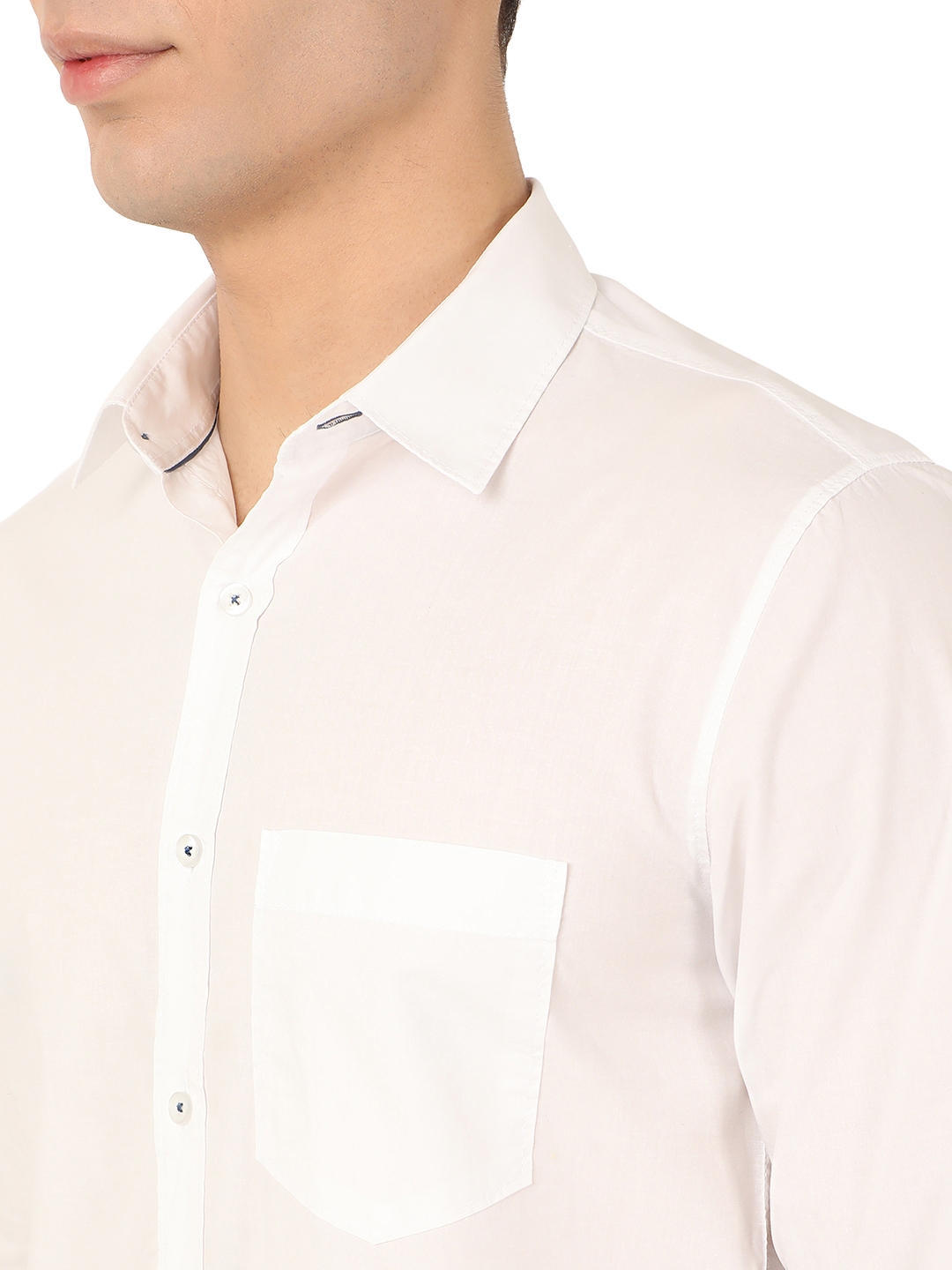 Greenfibre | Bright White Solid Slim Fit Semi Casual Shirt | Greenfibre 4