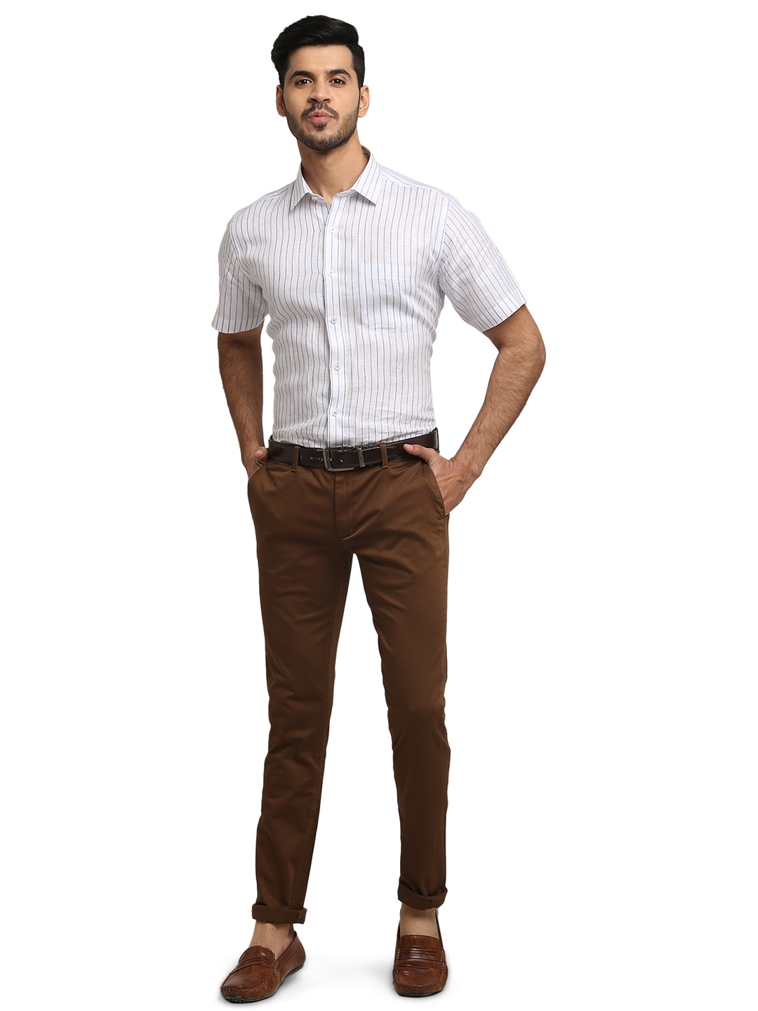 Greenfibre | Brown Solid Super Slim Fit Casual Trouser | Greenfibre 3