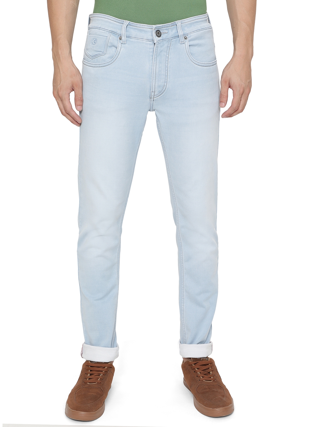 Greenfibre | Ice Blue Solid Narrow Fit Jeans | Greenfibre 0