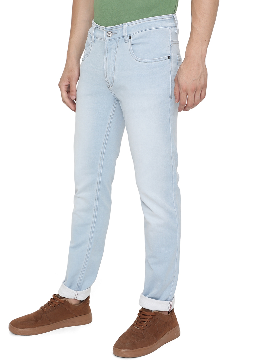 Greenfibre | Ice Blue Solid Narrow Fit Jeans | Greenfibre 1