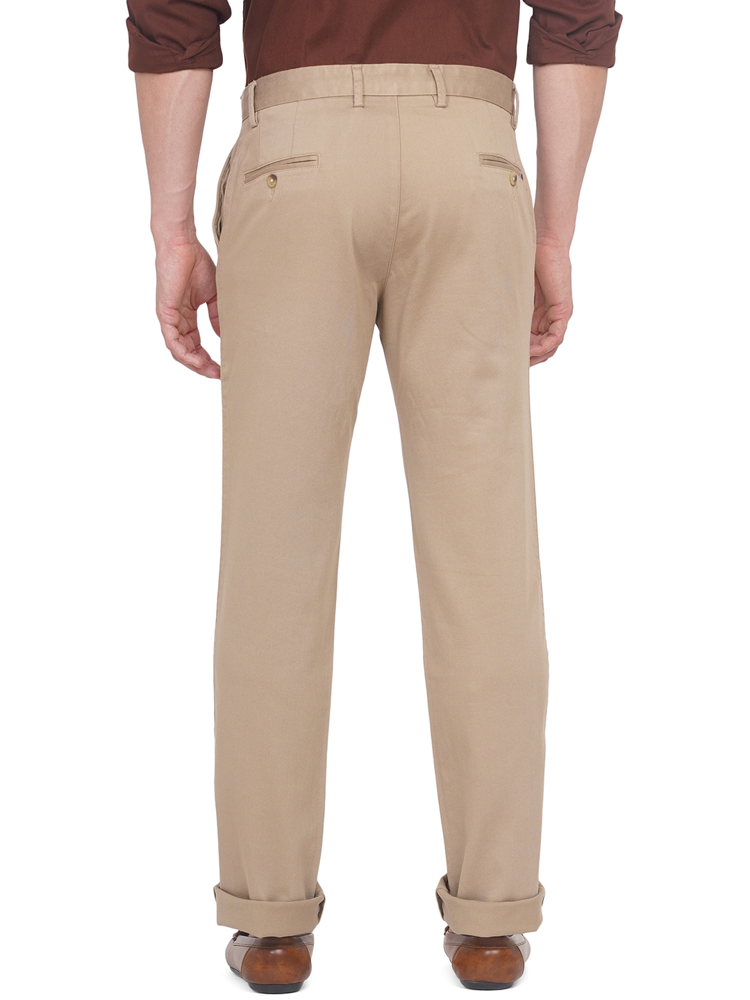 Greenfibre | Light Khaki Solid Slim Fit Casual Trouser | Greenfibre 2