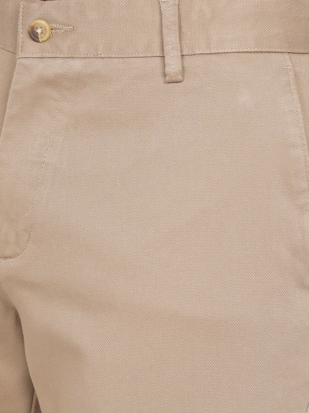 Greenfibre | Light Khaki Solid Slim Fit Casual Trouser | Greenfibre 4