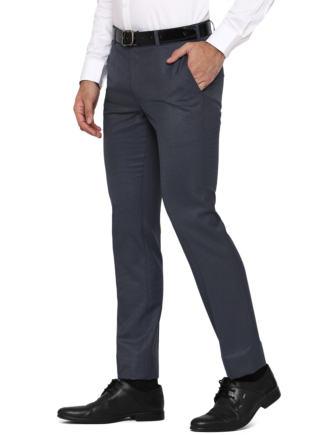 Greenfibre | Navy Blue Solid Slim Fit Formal Trouser | Greenfibre 1