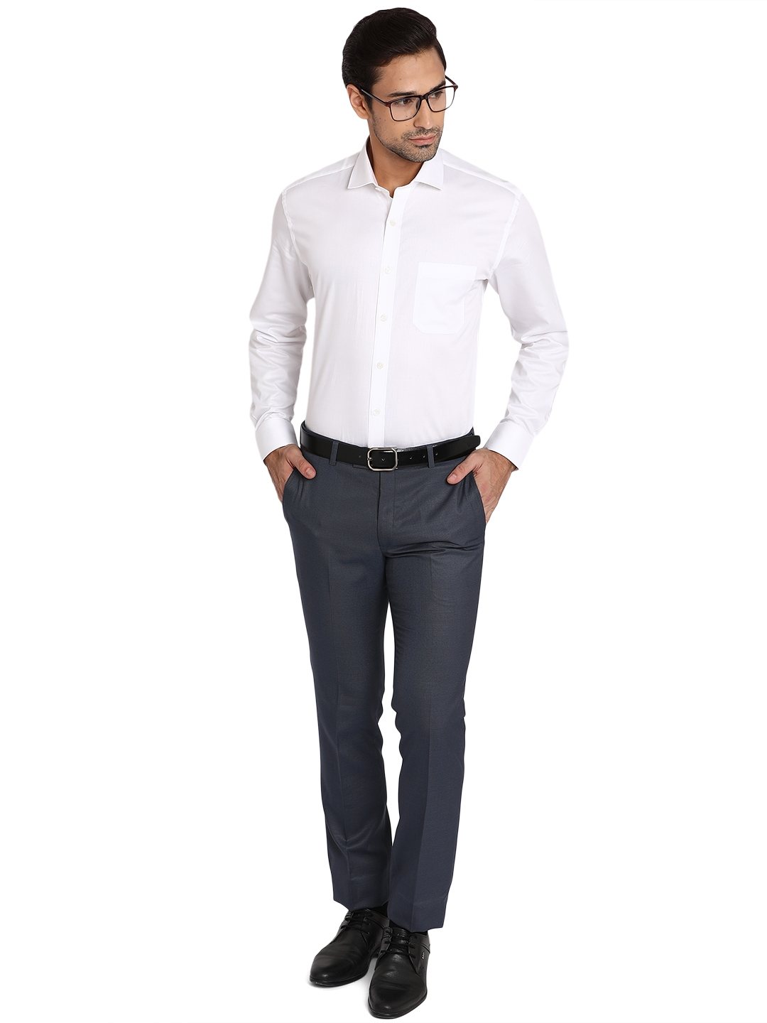 Greenfibre | Navy Blue Solid Slim Fit Formal Trouser | Greenfibre 3