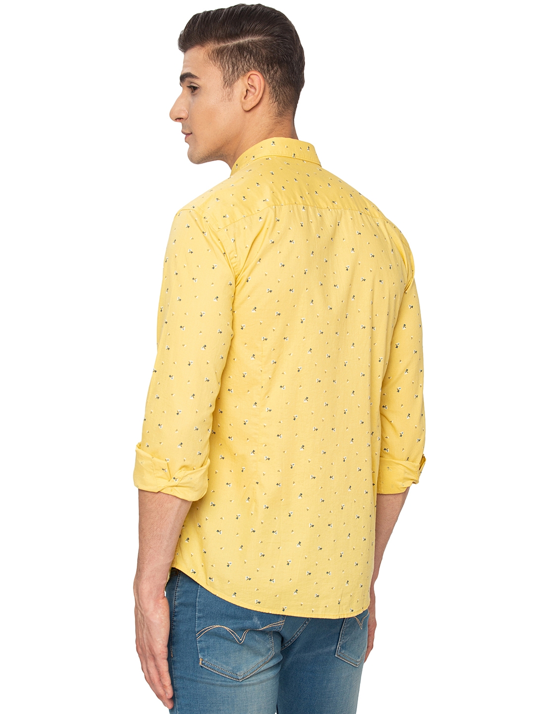 Greenfibre | Lemon Yellow Printed Slim Fit Casual Shirt | Greenfibre 2