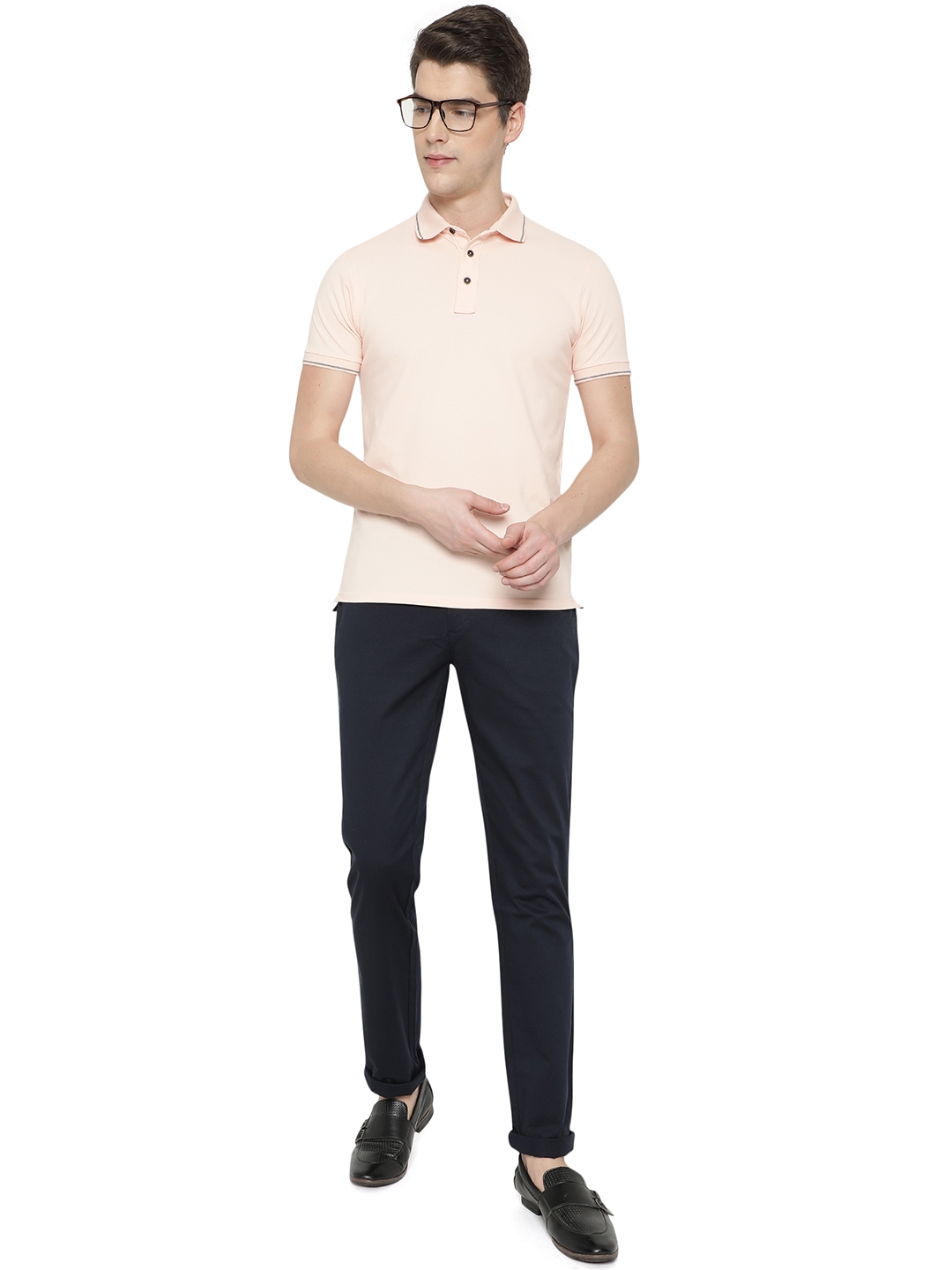 Greenfibre | Navy Blue Solid Super Slim Fit Casual Trouser | Greenfibre 3