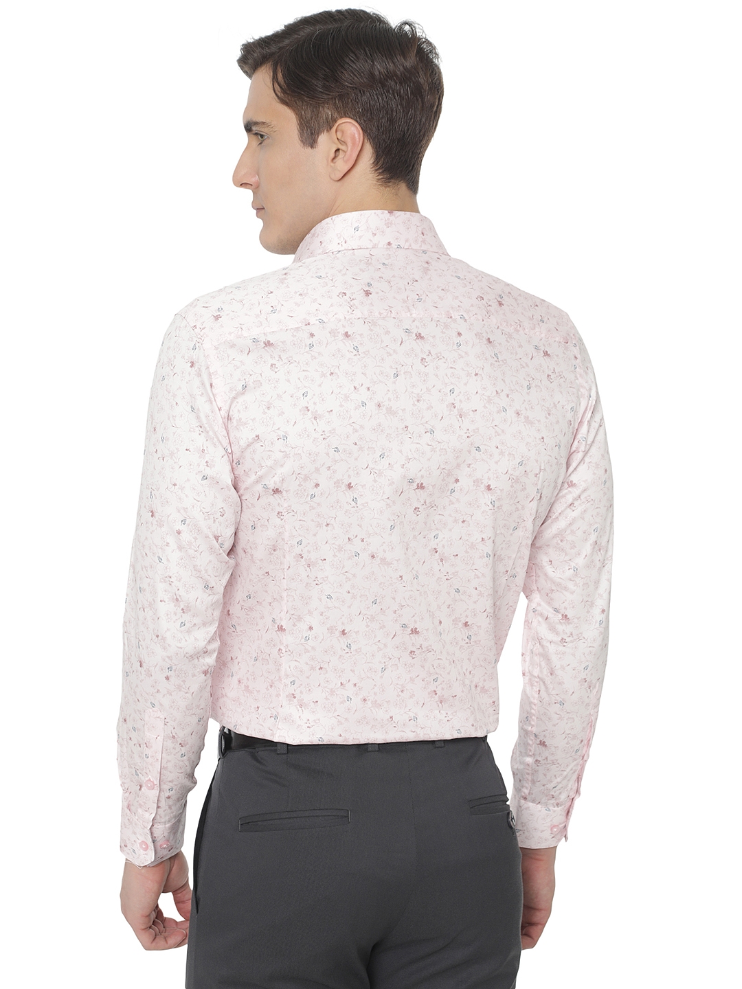 Greenfibre | Light Pink Printed Slim Fit Formal Shirt | Greenfibre 2