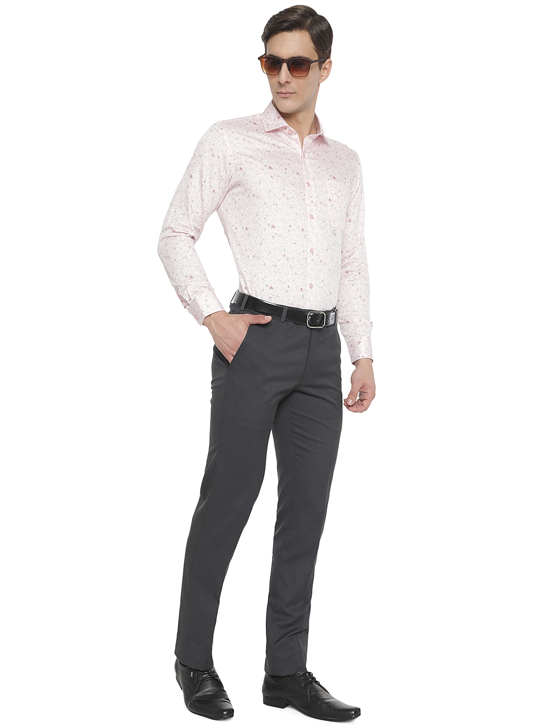 Greenfibre | Light Pink Printed Slim Fit Formal Shirt | Greenfibre 3