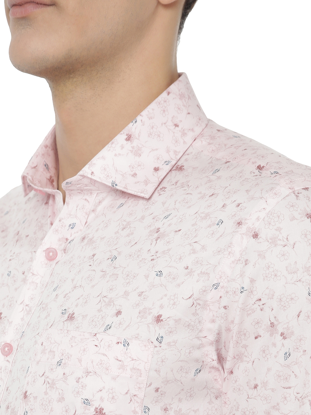 Greenfibre | Light Pink Printed Slim Fit Formal Shirt | Greenfibre 4