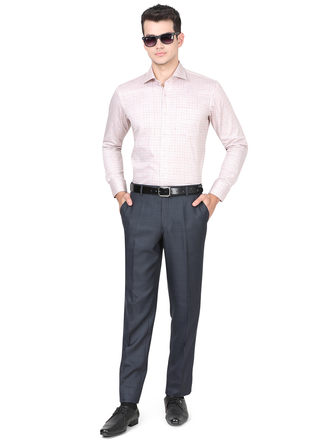 Greenfibre | Blue Checked Classic Fit Formal Trouser | Greenfibre 3