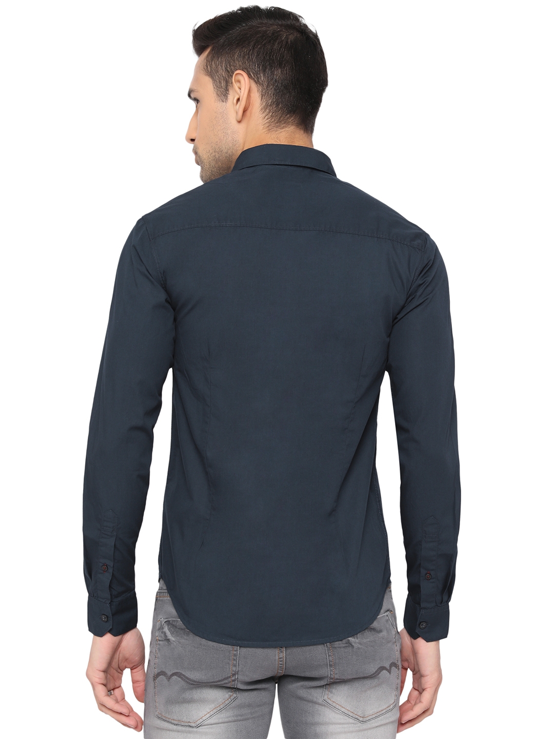 Greenfibre | Dress Blue Solid Slim Fit Semi Casual Shirt | Greenfibre 2