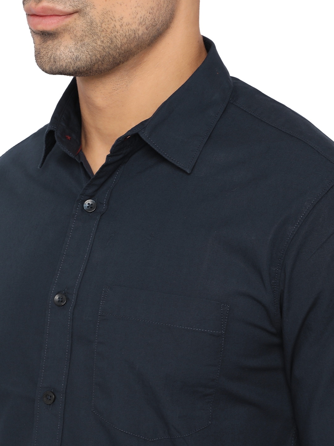Greenfibre | Dress Blue Solid Slim Fit Semi Casual Shirt | Greenfibre 4