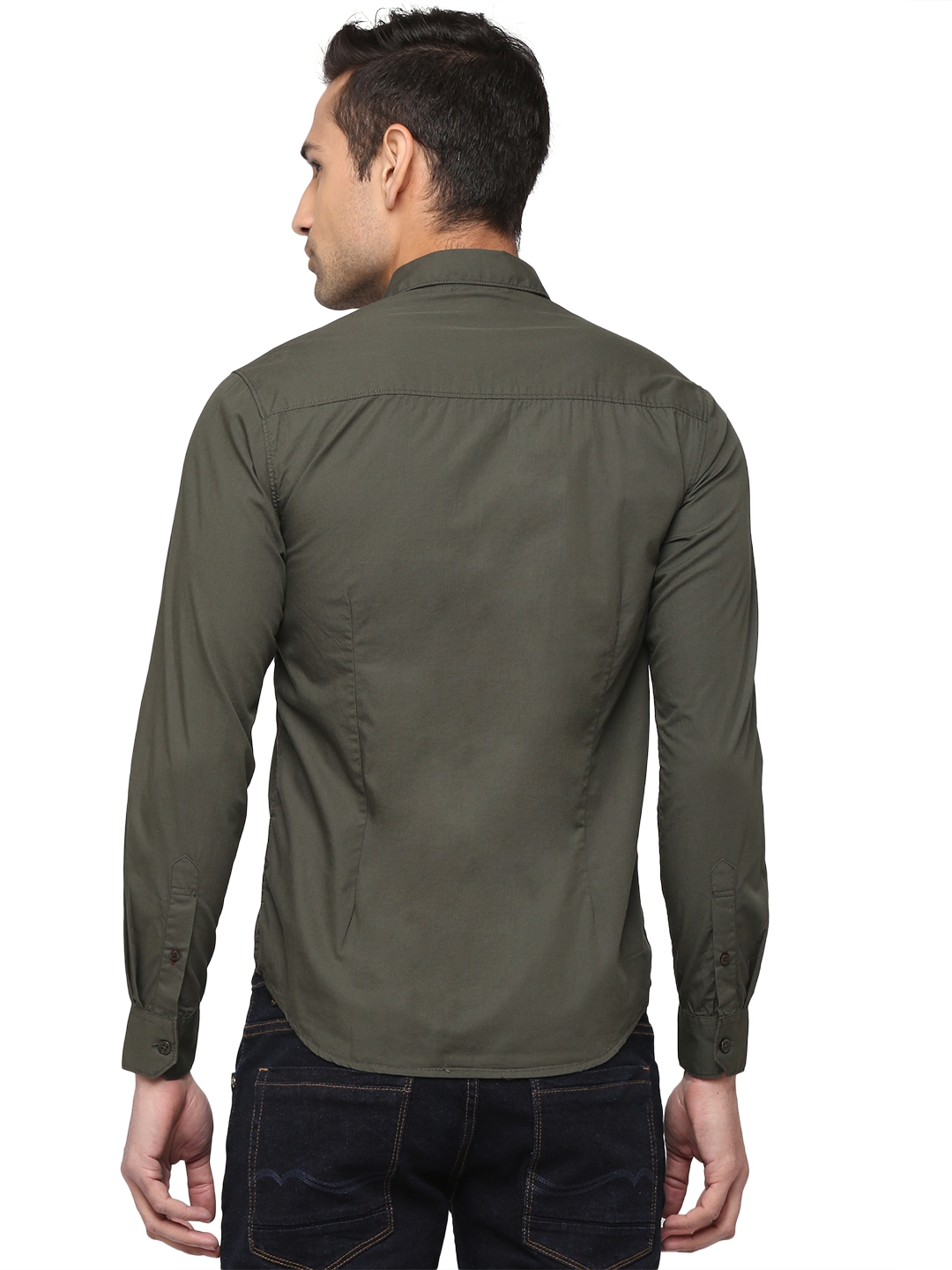 Greenfibre | Dark Grey Solid Slim Fit Semi Casual Shirt | Greenfibre 2